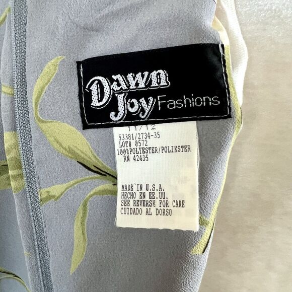 Vtg 80s 90s Dawn Joy Blue Floral Midi Dress Tie Waist Cottagecore Size 11/12 - Picture 12 of 14